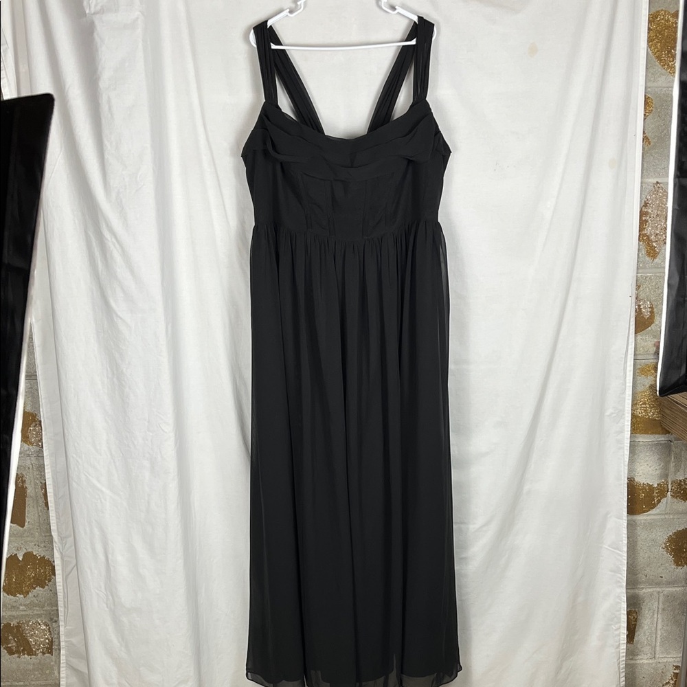 Azazie Black Maxi Dress with Draped Bodice